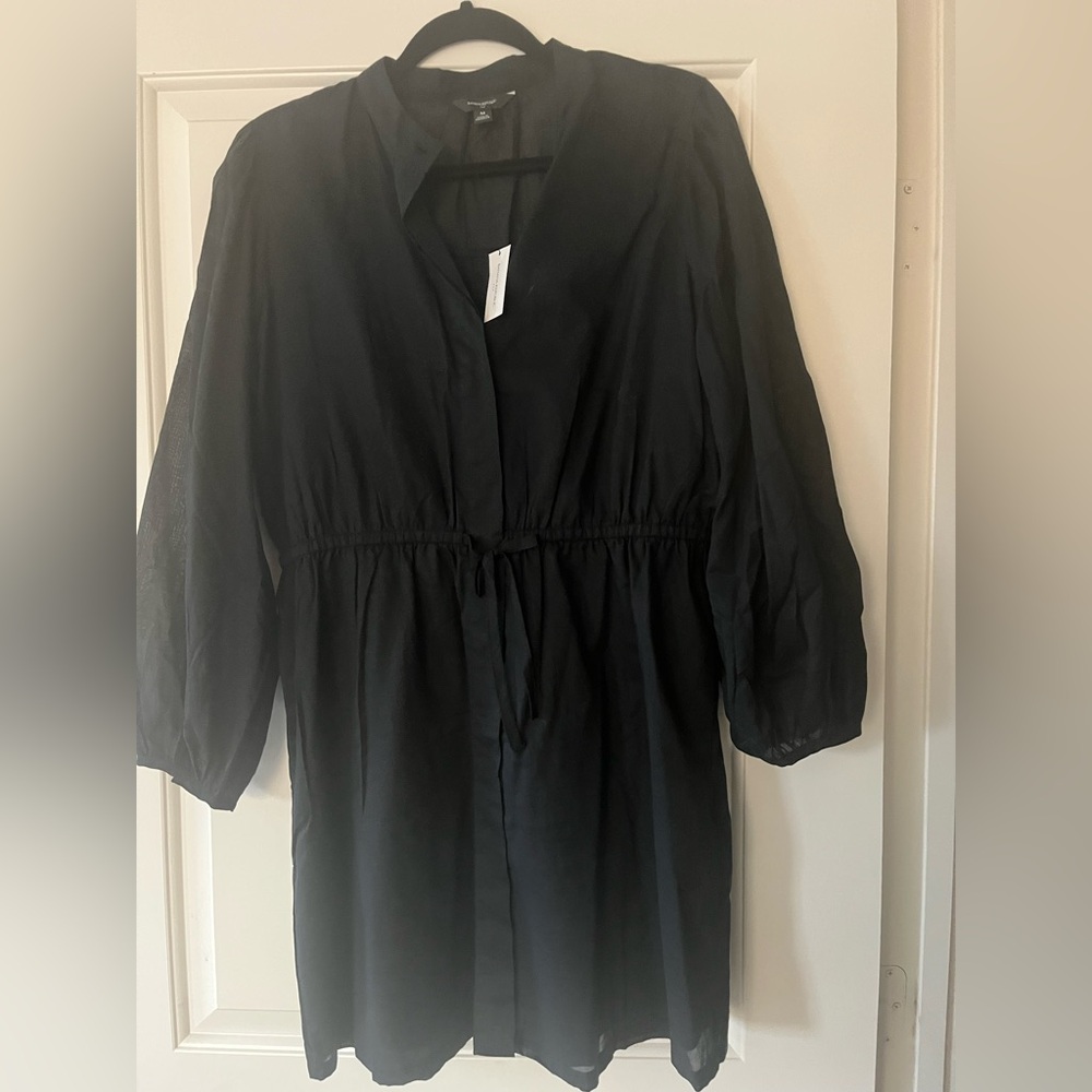 Banana Republic voile Shirt Dress button-down black pull-over new long sleeve - Picture 2 of 3